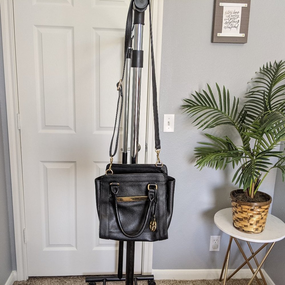 Giani Bernini Black + Gold Crossbody Handbag